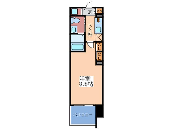 エステムプラザ梅田中崎町IIIツインマークスN(1K/2階)の間取り写真