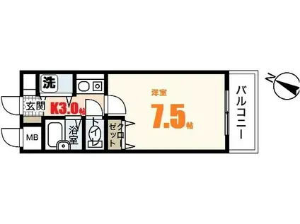 ステューディオせせらぎ(1K/2階)の間取り写真