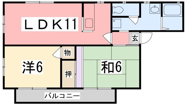 パストラルハイツB(2LDK/1階)の間取り写真