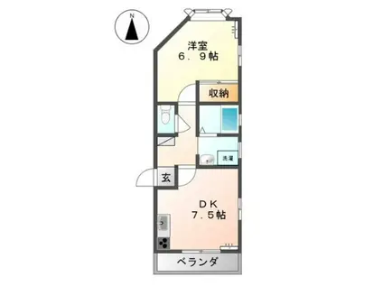 グリーンハイツ高見(1DK/3階)の間取り写真