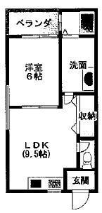 たくみマンション(1LDK/3階)の間取り写真