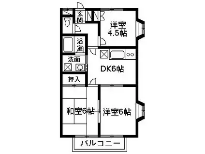 ウエストハイツA棟(3DK/1階)の間取り写真