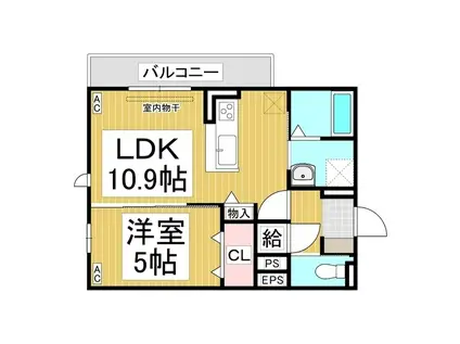 トリシア東和田 E棟(1LDK/2階)の間取り写真