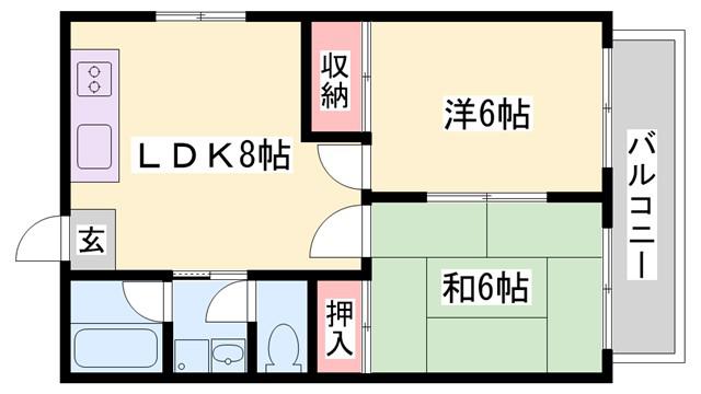 長田コーポ(2LDK/3階)の間取り写真