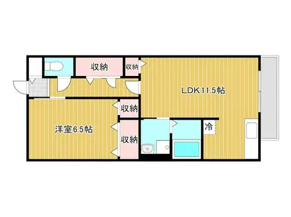 ファミーユ旭ヶ丘II(1LDK/1階)の間取り写真