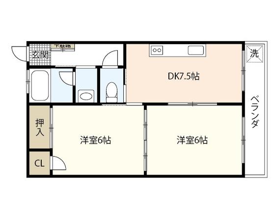 東洋コーポラス(2DK/2階)の間取り写真