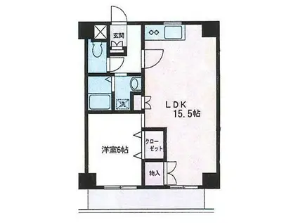 ロイヤルマンション国府津(1LDK/3階)の間取り写真
