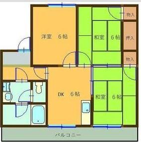 コーポ倉知(3DK/2階)の間取り写真