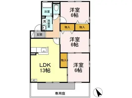 ウィルモア床波A(3LDK/1階)の間取り写真