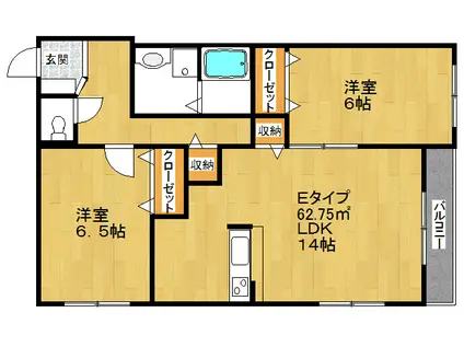 シェモア東砂(2LDK/2階)の間取り写真
