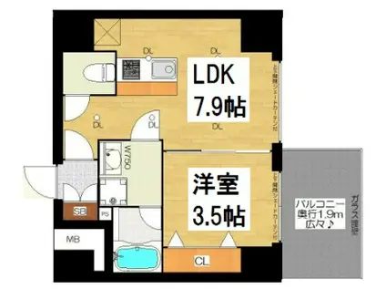 ブエナビスタ難波サウスタワー(1LDK/11階)の間取り写真