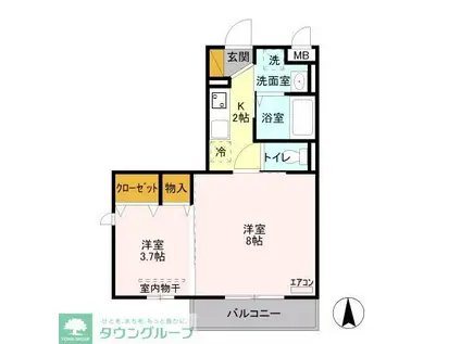 アーバンコート(2K/2階)の間取り写真