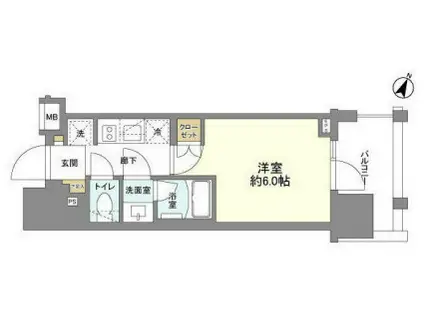 ピアース渋谷ウエスト(1K/9階)の間取り写真