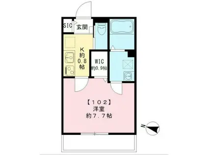 ブルームコートR(1K/1階)の間取り写真