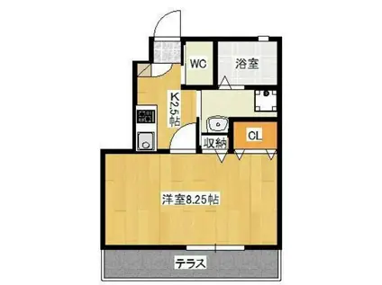 AURORA(1K/1階)の間取り写真