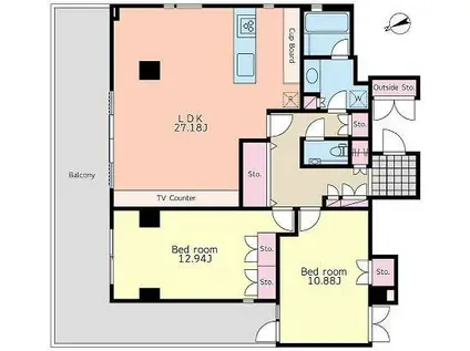 PLATINE CINQ プラチネサンク(2LDK/2階)の間取り写真