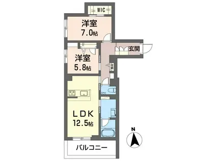 フォンテーヌ べレオ(2LDK/2階)の間取り写真