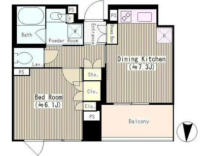 ボワエトワール立石(1DK/4階)の間取り写真