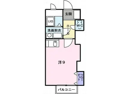 サンパティーク B棟(ワンルーム/2階)の間取り写真