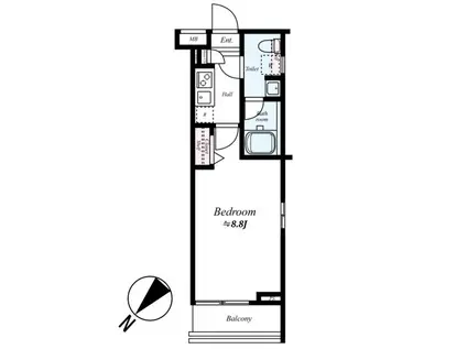 ロアール鵜の木(1K/2階)の間取り写真