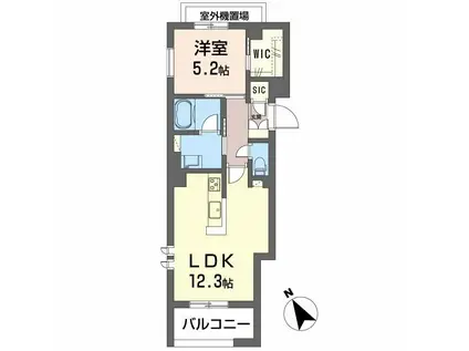 ペルル段原南(1LDK/2階)の間取り写真