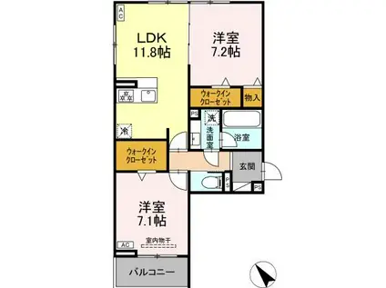 カーサ・セレナ(2LDK/3階)の間取り写真