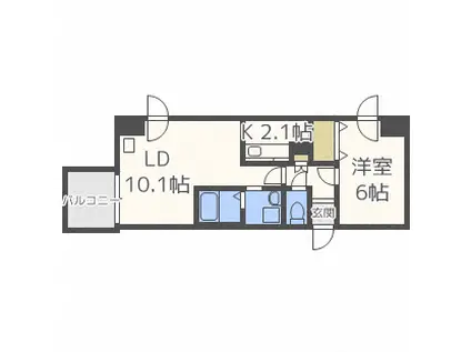 グランドジョラスN6(1LDK/6階)の間取り写真
