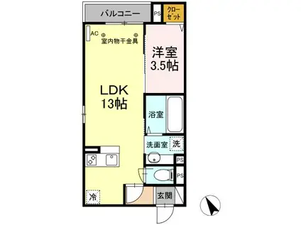 CASAニックスIV(1LDK/1階)の間取り写真
