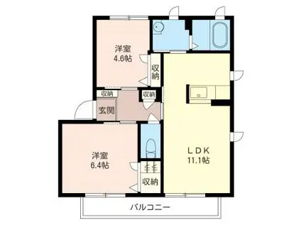 パークヒルII(2LDK/2階)の間取り写真