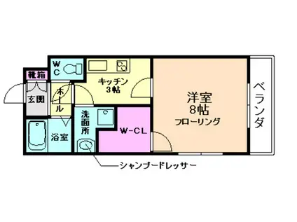 ヒルポート(1K/1階)の間取り写真
