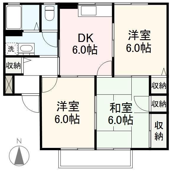 メゾンパークスA・B(3DK/2階)の間取り写真