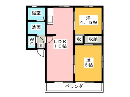 ピュアハイムA(2LDK/2階)の間取り写真