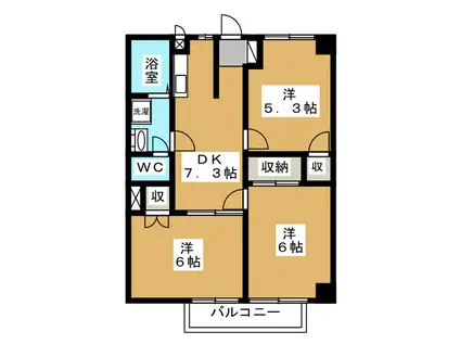 カーサ稲葉(3DK/2階)の間取り写真