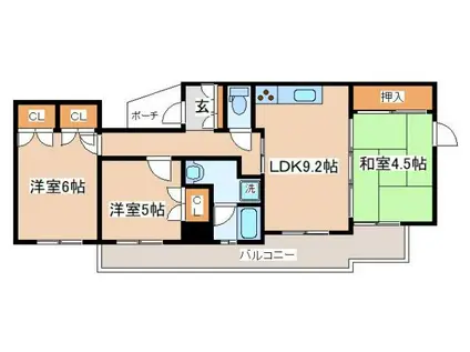 ドルフ兵庫アクツィオ(3LDK/3階)の間取り写真