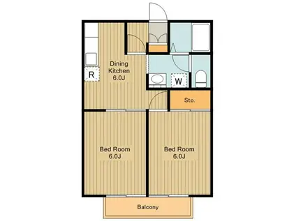 グリーンハイム(2DK/1階)の間取り写真