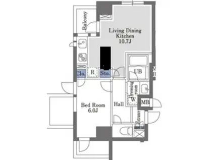 スカイビューテラス本所吾妻橋(1LDK/2階)の間取り写真