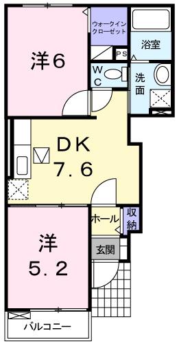 クリアネスI(2DK/1階)の間取り写真