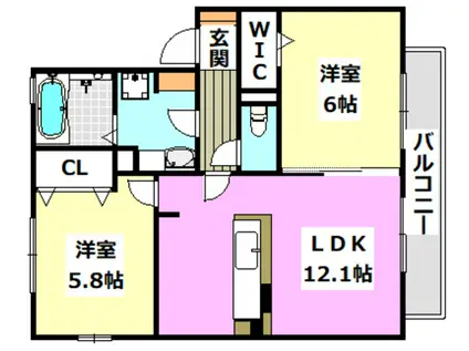 スクエア西ノ内B棟(2LDK/2階)の間取り写真