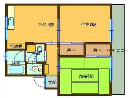 コーエイマンション第2(2DK/1階)の間取り写真