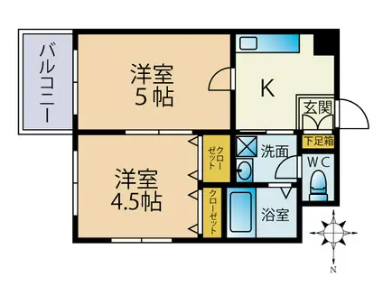 オブリセブン(2K/4階)の間取り写真