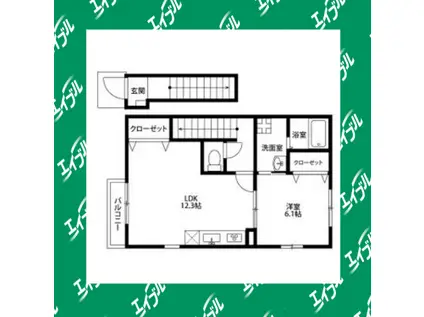 アンプルール リーブル 江松(1LDK/2階)の間取り写真