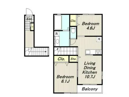 エルメゾン程久保(2LDK/2階)の間取り写真
