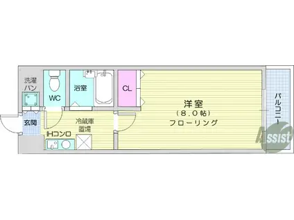 リエス小田原(1K/1階)の間取り写真