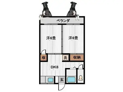 グランハイコーポ明和A(2DK/1階)の間取り写真
