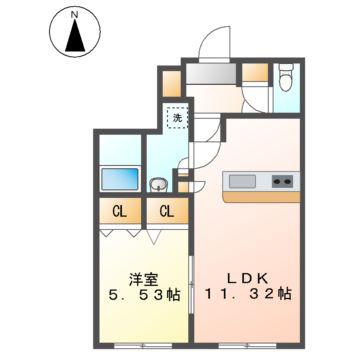 QUADOR NOIE 今池(1LDK/3階)の間取り写真