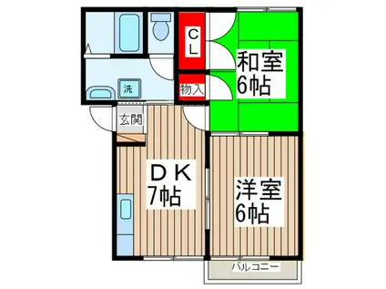 フォーリッジハイツ(2DK/1階)の間取り写真