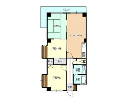 第2グリーンハイツ(3LDK/3階)の間取り写真