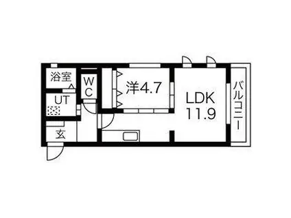 フェリスタ西条町(1LDK/3階)の間取り写真