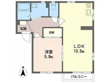 ドミールのぞみB(1LDK/1階)の間取り写真