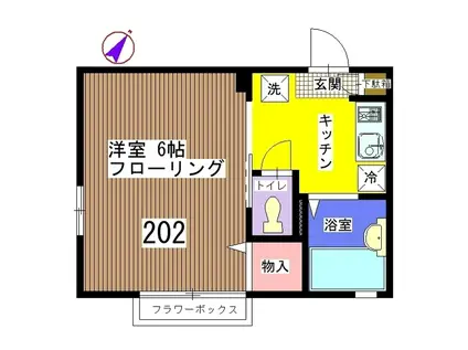 ヒルズ穴川(1K/2階)の間取り写真